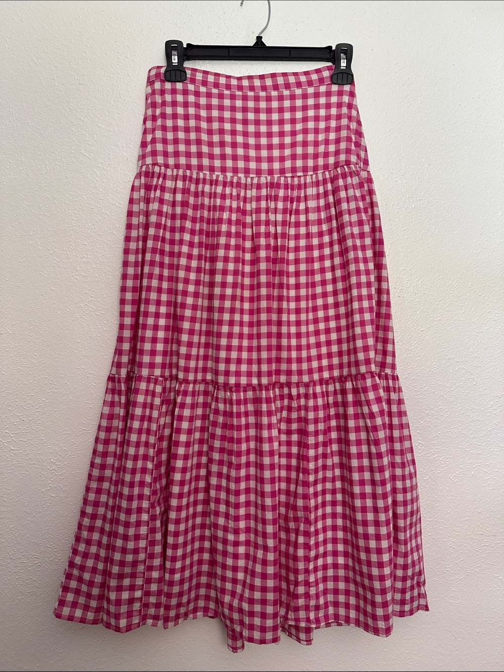 J Crew Cotton Checkered Tier Maxi Skirt